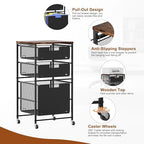 EasyPAG Rolling Storage Cart with 3 Drawers, Under Desk File Cabinet on Lockable Wheels, Movable Letter Size Hanging File Folder Organizer with Wooden Printer Stand for Home Office, Black - Image 2