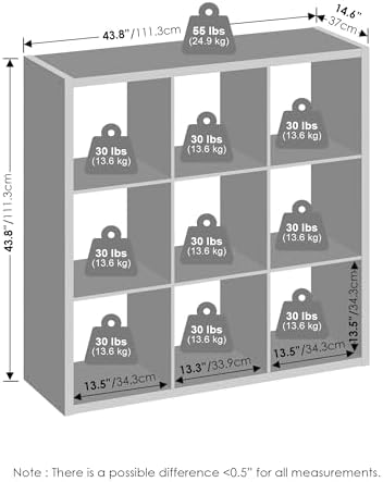 Furinno Simple 9-Cube Storage Organizer, Display Shelf, White - Image 3