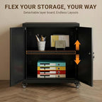 23.6" Metal Printer Stand with Lockable Storage Cabinet - Image 6