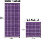Homaxy Cotton Terry Kitchen Towels and Dishcloths Set of 16, Purple - Image 4