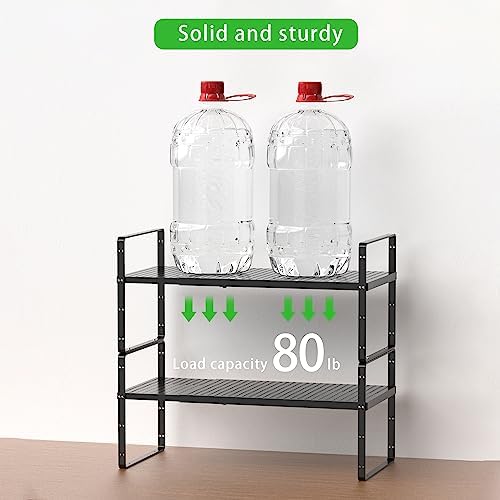 Expandable Storage Shelf, Stackable Organizer Rack, Black Large 2 PK - Image 3