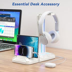 KDD Headset Stand with Charging Station - Detachable Controller Holder with 9 Light Modes - Rotatable Headphone Hanger with USB A&C Charger Ports - Earphone Hook for PC Gaming Accessories Storage - Image 7