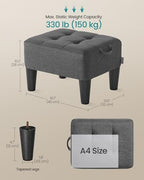 SONGMICS Foot Stool, Small Linen-Look Fabric Ottoman with Thick Cushion - Image 3
