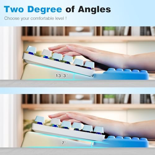 Ospelelf Keyboard Wrist Rest, Ergonomic Memory Foam Wrist Support for Typing & Gaming, Tilted Keyboard Pad, Aesthetic Desk Accessories for Office, Relief for Carpal Tunnel & Wrist Pain, Blue - Image 4
