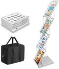 4-Pocket Foldable Magazine & Brochure Display Rack, Portable Literature Stand for Office, Trade Shows and Exhibitions, with Carrying Bag (White) by XIDIHF