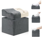 Foot Rest for Under Desk at Work, Ergonomic 2-in-1 Footrest Stool with 3 Adjustable Heights, Wave Contoured Foam Leg & Feet Support Cushion with Washable Velvet Cover for Office Chair, Gaming, Car by Unknown