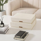 Soul & Lane - Letter Keepsake Storage Box, Magnetic Lid, Set of 2, Beige - Image 2