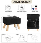 OGEMXU Storage Ottoman, Small Foot Stool Ottoman with Storage, Boucle Teddy Velvet Foot Rest with Padded Seat, Sturdy Wood Legs Stool for Living Room, Bedroom, Couch, Enterway (Black) - Image 3