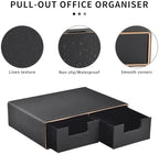 Linen Leather Desk Organizer and monitor stand with Drawers－Mini Desktop Drawer Organizer Stackable－Tabletop Organization Storage Box for Office Supplies Home Vanity Toiletries (Black, 2-drawers) - Image 5