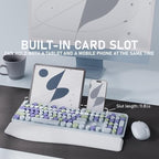 UBOTIE Wireless Keyboard and Mouse Combo, Phone Holder (Light-Blue) - Image 2