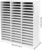 48 Slot Mail Sorter Organizer, Wood Literature Organizer Student Mailbox for Classroom, Desktop File Paper Storage Rack for Office Home School - 31.5" L×12”W×37.8“H (White, 48-Compartment) - Image 2