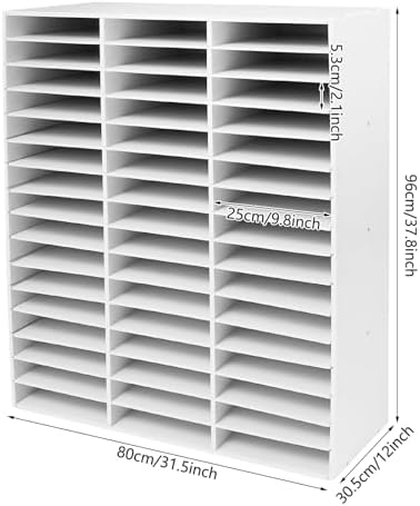 48 Compartment Literature Organizer, Adjustable Shelf Classroom Mailbox, Heavy Duty Mail Sorter & Mail Organizer Countertop for Classroom Office Home School (White) - Image 4