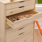 Linon Corinne Unfinished Eight Drawer Wooden Rolling Storage Cart - Image 6