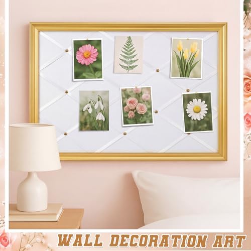 DoubleFill White Bulletin Board 21"×27" Linen Fabric Decorative Board Hanging Memo Boards for Women Large Cork Bulletin Boards for Home Office with 20 Pushpins - White Linen with Gold Frame - Image 5