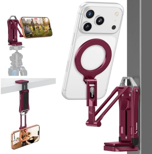OMOTON TP02-Pro 5 in 1 Magnetic Phone Holder for Vlogging Essentials, Red by OMOTON