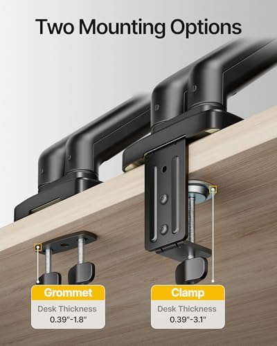 monTEK Dual Arm 2-in-1 Desk Mount, Laptop & Monitor, Fits 12–18" Laptops - Image 3