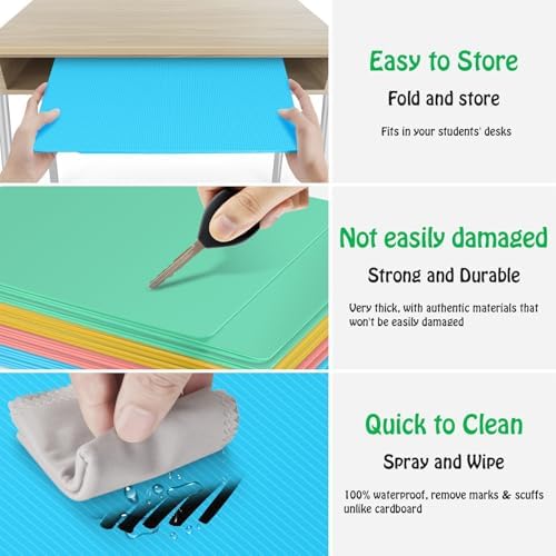 24 Pack Desk Privacy Panel Desk Divider - Pastel Colorful Testing Dividers for Classroom Supplies- Easy Clean Privacy Shields for Student Testing Desk dividers- Includes Extra Labels - Image 4