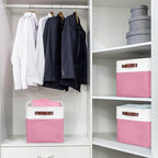 Bagnizer Collapsible Fabric Storage Cubes 11x11 Cube Storage Bins, 4 Pack Closet Baskets Box with Handles for Organizing, Shelf, Toys, Clothes, Home, Office, Nursery (Pink&White) - Image 3