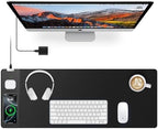 Magnetic Wireless Charging Mouse Pad, 27.5"x11.8", with 20W Adapter, Black by abcmat
