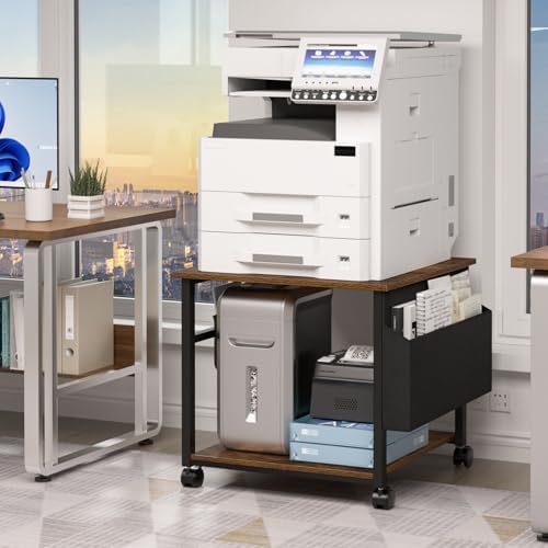 Lerliuo Brown Large Printer Stand with Storage - Image 3