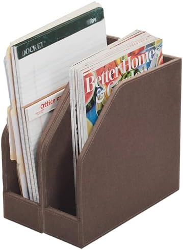 MobileVision Executive Brown Cloth Fabric Vertical File Holders - 2 Piece Combo by MobileVision