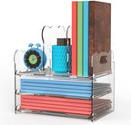 Desktop Files Organizer, Acrylic Desk Organizer with Drawer, Clear File Holder Mail Sorter Office Supplies Storage, Modern Desktop Paper Organizer for Home and Office by ALSMER