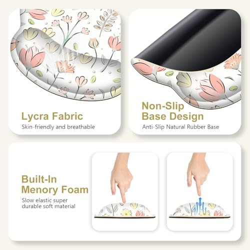 Desk Mat, 4in1 Large Mouse Pad with Wrist Rest, Cute Desk Mat, Anti-Slip XXL Computer Ergonomic Mousepad with Wrist Support for Keyboard and Mouse, Nice Yellow Flowers - Image 6