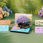 3D Calendar 2027, Tear-Away Desk Calendar, Paper Art Memo Pad, LED Light (Tree D) - Image 3