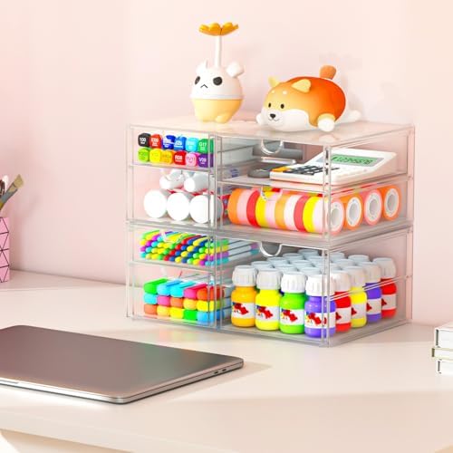 caktraie 4-Drawer Acrylic Storage Organizer for Desk, Crafts,Vanity - Image 7
