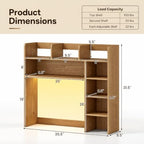 GOFLAME Desk Hutch, 8 Shelves Desktop Bookshelf, 31.5”, Natural - Image 2