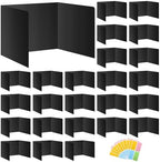 Black 24-Pack Desk Dividers for Students, Waterproof Durable Plastic Study Carrel Dividers, Easy to Clean, Privacy Classroom Shield Folder Boards for Student Desk by Ubenic