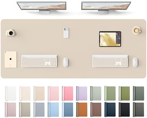 YSAGi Leather Desk Protector, Office Mat, Large Mouse Mat, Non-Slip PU Leather Blotter, Laptop Desk Mat, Waterproof Writing Pad for Office and Home(Eeggshell, 63" x 24") by YSAGi