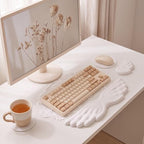 4 Pcs Cute Angel Wing Lace Keyboard Wrist Rest & Mouse Pad Coaster Set - Image 5