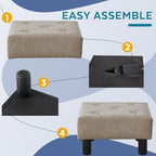 Small Foot Stool Ottoman, Faux Leather Footstool Ottoman Foot Rest for Couch, Rectangle Footstools and Ottomans Small for Living Room, Entryway and Bedroom (Gray) - Image 5