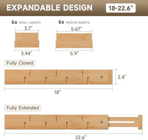 Bamboo Drawer Dividers, Expandable Kitchen Drawer Organizer - Image 2