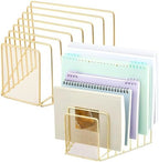 2 Pcs 2 Pcs Wire File Sorter Desk 7 Section Organizer, Golden by Surfinton