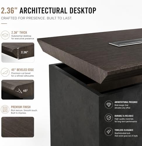 SAINTCY Professional Executive Desk with Privacy Panel & Drawers | Electric Standing Desk for Law Firms, Financial Offices & Corporate Campuses | Modern Workspace Solution (Right Return, 87 in) - Image 6