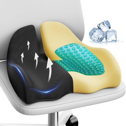 Benazcap Large Cooling Gel Memory Foam Seat Cushion for Long Sitting by Benazcap