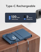 Foldable Keyboard and Mouse, Samsers Folding Bluetooth Keyboard Combo, 2.4G + BT5.0 x 2, Full-Size Portable Travel Keyboard & Rechargeable Wireless Mouse for Windows Android iOS Mac OS, Ocean Blue - Image 6