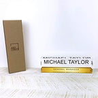 Artblox Personalized Name Plate for Desk | Gold Stripe On Clear Acrylic Glass | Custom Desk Name Plate Personalized with Name and Credentials for Teacher Phd Military Office Name Plate (8" X 2.5") - Image 5