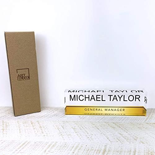 Artblox Personalized Name Plate for Desk | Gold Stripe On Clear Acrylic Glass | Custom Desk Name Plate Personalized with Name and Credentials for Teacher Phd Military Office Name Plate (8" X 2.5") - Image 5