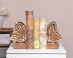 Vintage Brown Butterfly Bookends,Resin Book Ends for Shelves,Heavy Duty Decorative Bookends,Creative Book Stopper Holder Decor for Desk Home Office,Shelf Decoration,Gifts for Mother's Day - Image 2