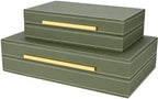 Green Shagreen box Set of 2 Faux Leather Decorative Boxes,Large Nesting Storage Decorative Boxes with Lids for Modern Home Decor Stacking Jewelry Box Organizer by ZIKOUL