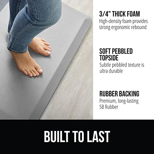 GORILLA GRIP Cushioned Antifatigue Kitchen Mat for Floor, 24x17, Light Gray - Image 2