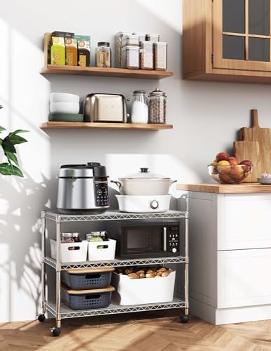HealSmart 3-Tier Heavy Duty Storage Shelving Unit,Chrome,24.02" D x 13.78" W x 21.97" H inch, 1 Pack - Image 2