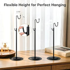 Table Purse Display Stand - Adjustable Height Single Hook Handbag Hanger - Tabletop Banner Stand for Retail Boutiques, Vendors, Trade Shows & Home Decor (Black, 2-Pack) - Image 3