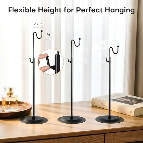 Table Purse Display Stand - Adjustable Height Single Hook Handbag Hanger - Tabletop Banner Stand for Retail Boutiques, Vendors, Trade Shows & Home Decor (Black, 2-Pack) - Image 3