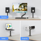 suptek Small Clamp-on Speaker Stand Desk Mount Set, Tilt, Swivel, 7.8 x 6.5 inch Trays, Universal Audio Holders for Computer and Bookshelf Speakers, Elevated Sound, 2 Pack, Black, SDM001SFX - Image 5