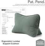 Pat. Pend. Corduroy Lumbar Support Pillow for Sitting and Posture Support, Triangle Cushion for Bed, Sofa or Couch, Reading Back Pillow with Removable Washable Cover, Peacock Blue - Image 2