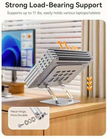 ORICO Ergonomic Laptop Stand for Desk, Height Adjustable Riser, ST11-Silver - Image 4